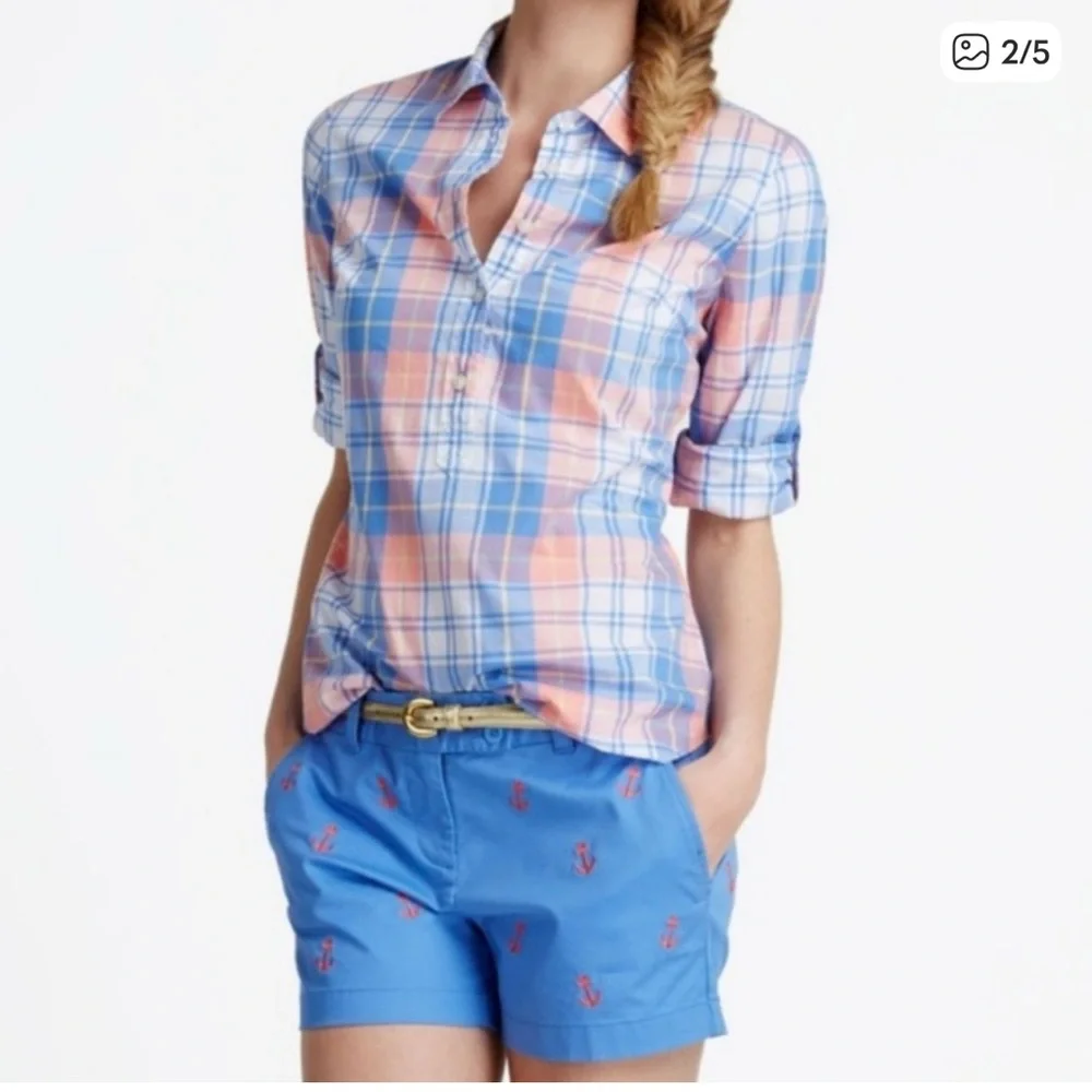 Vineyard Vines Plaid Popover Button Down Shirt Size 4